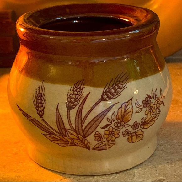 1970's Brown Glaze Wheat Flower Taiwan Stoneware Small Vase - Picture 1 of 7